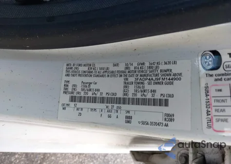 2015 Ford Fiesta S из США, поврежденный, VIN 3FADP4AJ9FM144900